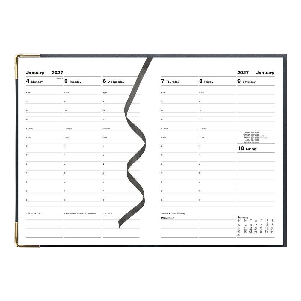 Letts A5 Weekly Appointment Book, Classic, English, 2027 27-C32XBK #colour_black