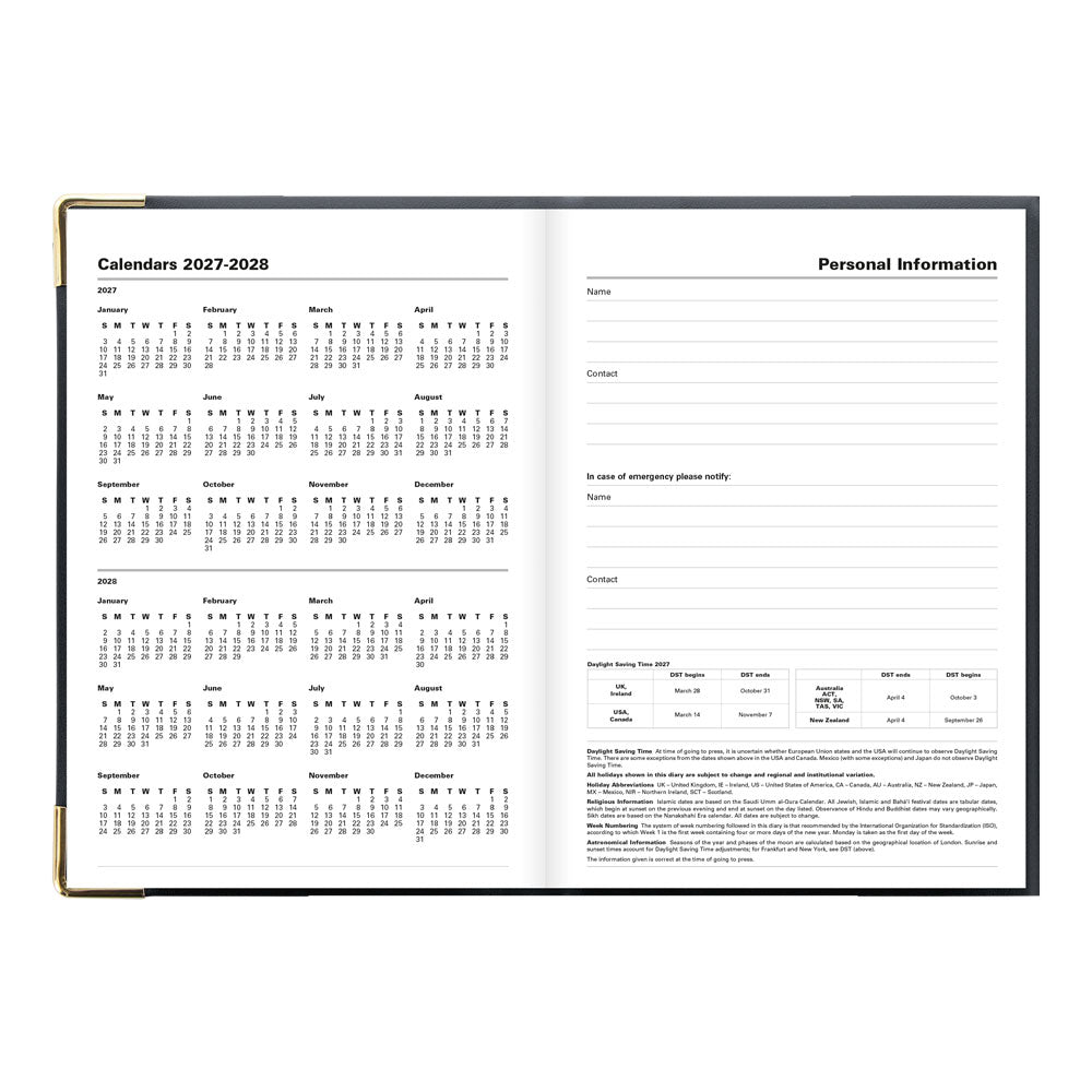 Letts A5 Weekly Appointment Book, Classic, English, 2027 27-C32XBK #colour_black