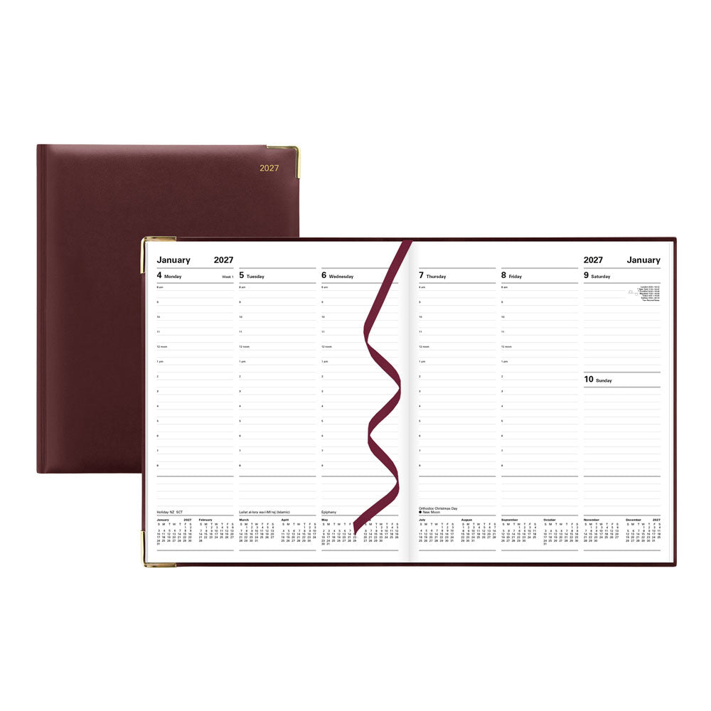 Letts Quarto Weekly Appointment Book, Classic, English, 2027 27-C32YBY #colour_burgundy