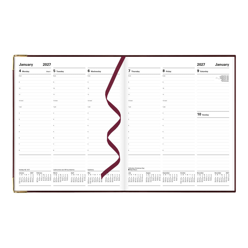 Letts Quarto Weekly Appointment Book, Classic, English, 2027 27-C32YBY #colour_burgundy