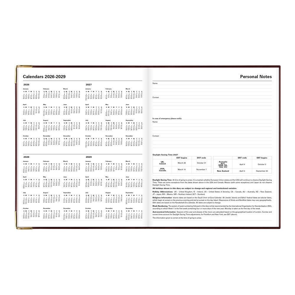 Letts Quarto Weekly Appointment Book, Classic, English, 2027 27-C32YBY #colour_burgundy