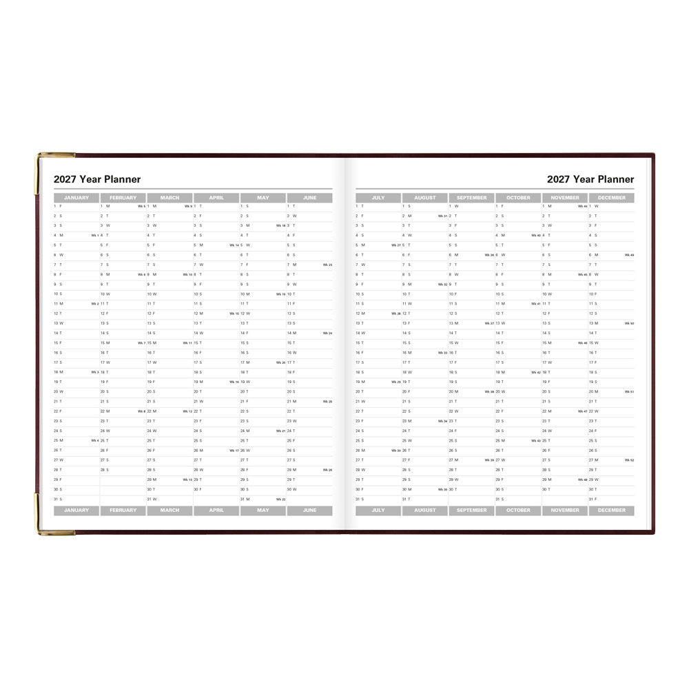 Letts Quarto Weekly Appointment Book, Classic, English, 2027 27-C32YBY #colour_burgundy