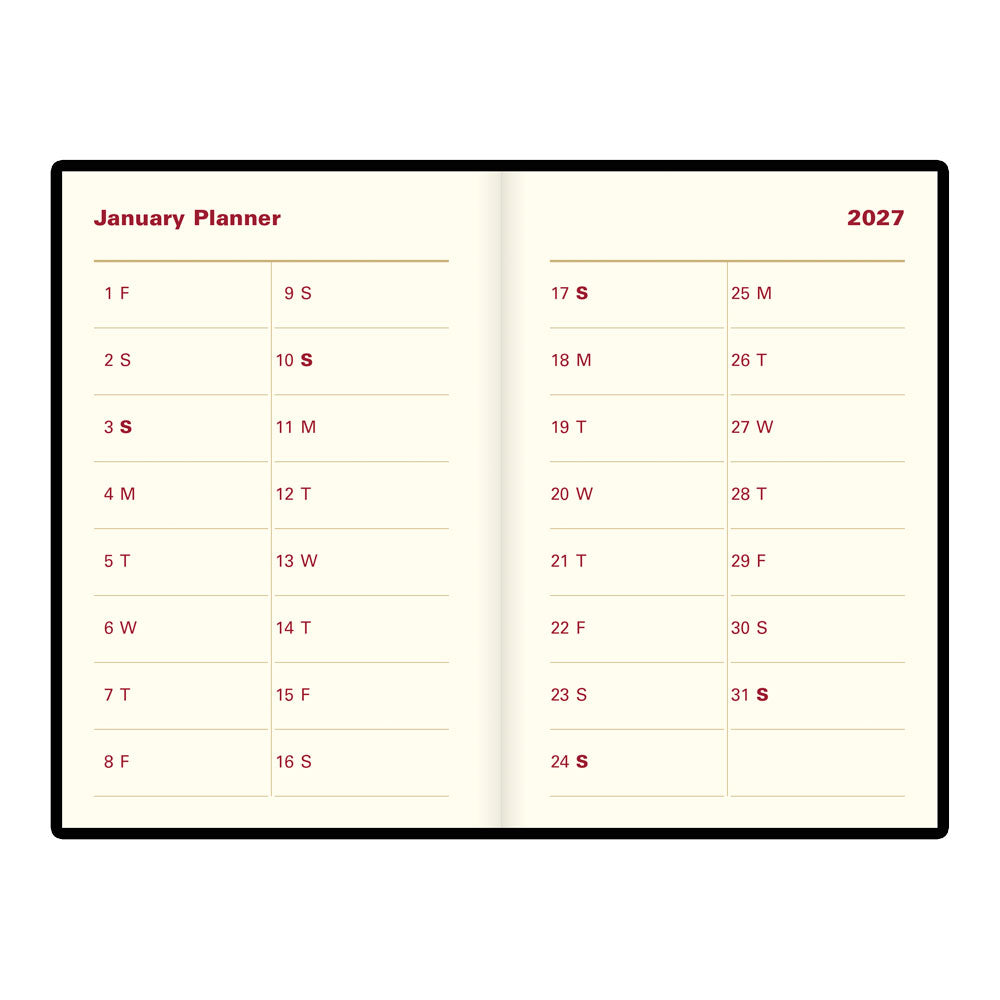 Letts Pocket Weekly Planner, Belgravia, English, 2027 27-C33EBK #colour_black