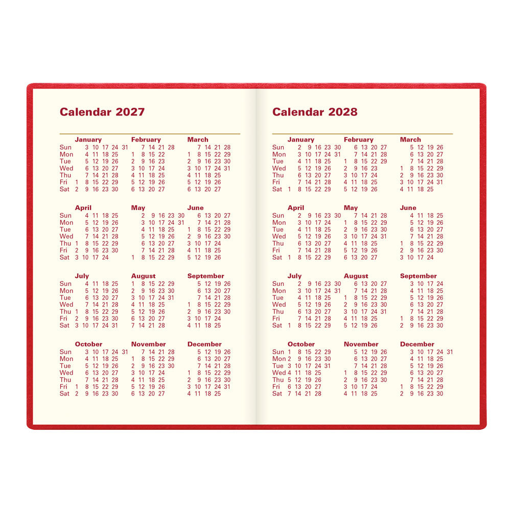 Letts Pocket Weekly Planner, Belgravia, English, 2027 27-C33ERD #colour_red