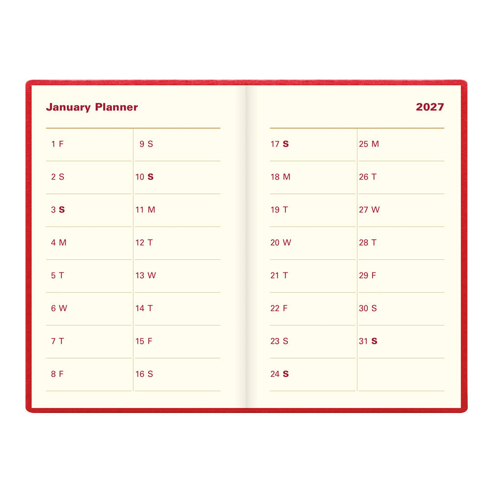 Letts Pocket Weekly Planner, Belgravia, English, 2027 27-C33ERD #colour_red