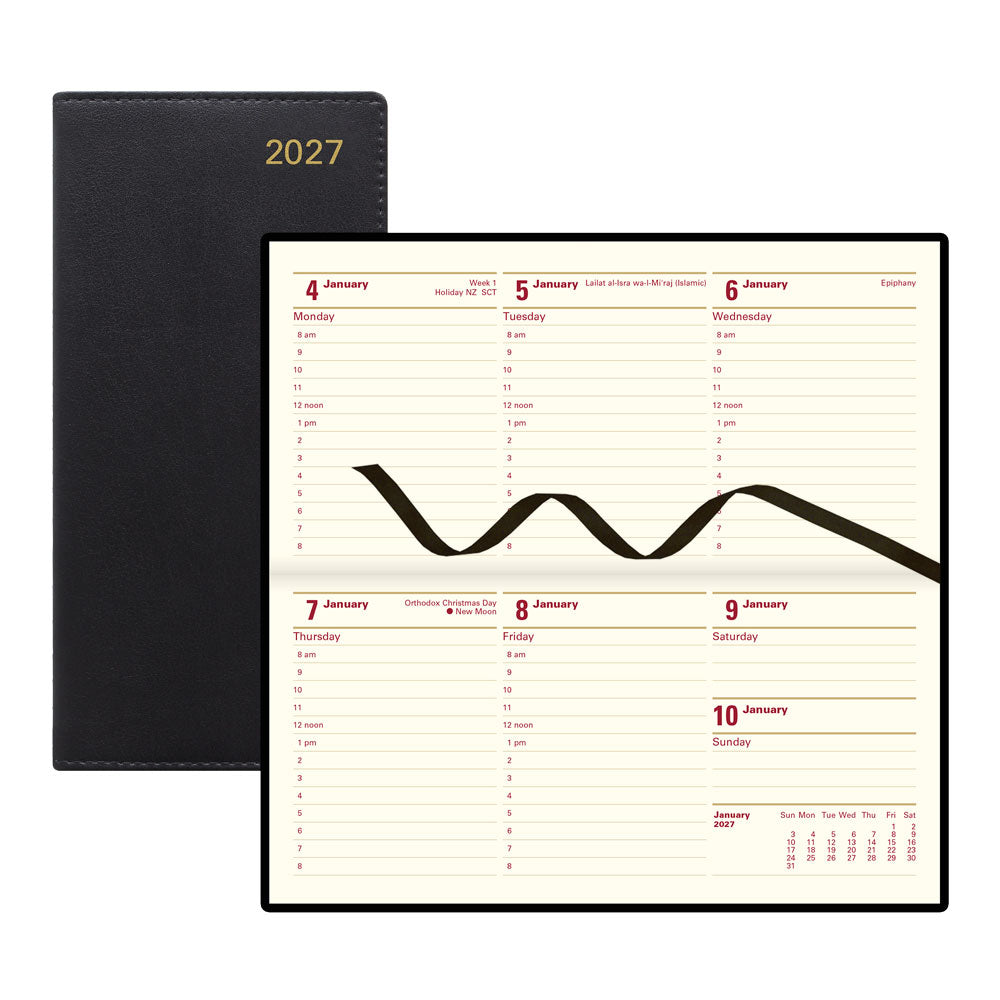 Letts Slim Weekly Appointment Book, Belgravia, English, 2027 27-C33SBK #colour_black