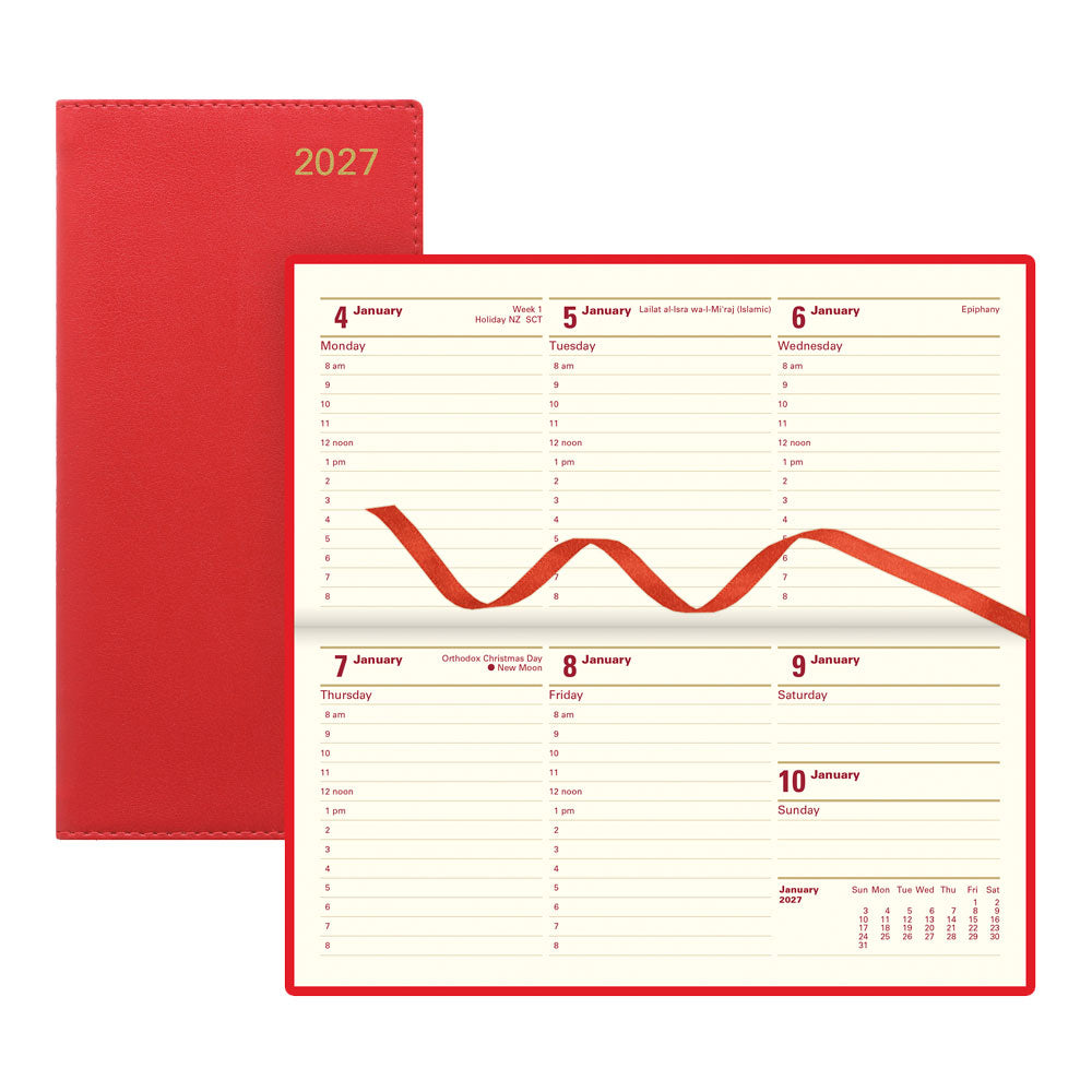 Letts Slim Weekly Appointment Book, Belgravia, English, 2027 27-C33SRD #colour_red
