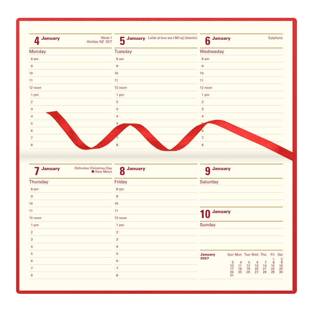 Letts Slim Weekly Appointment Book, Belgravia, English, 2027 27-C33SRD #colour_red