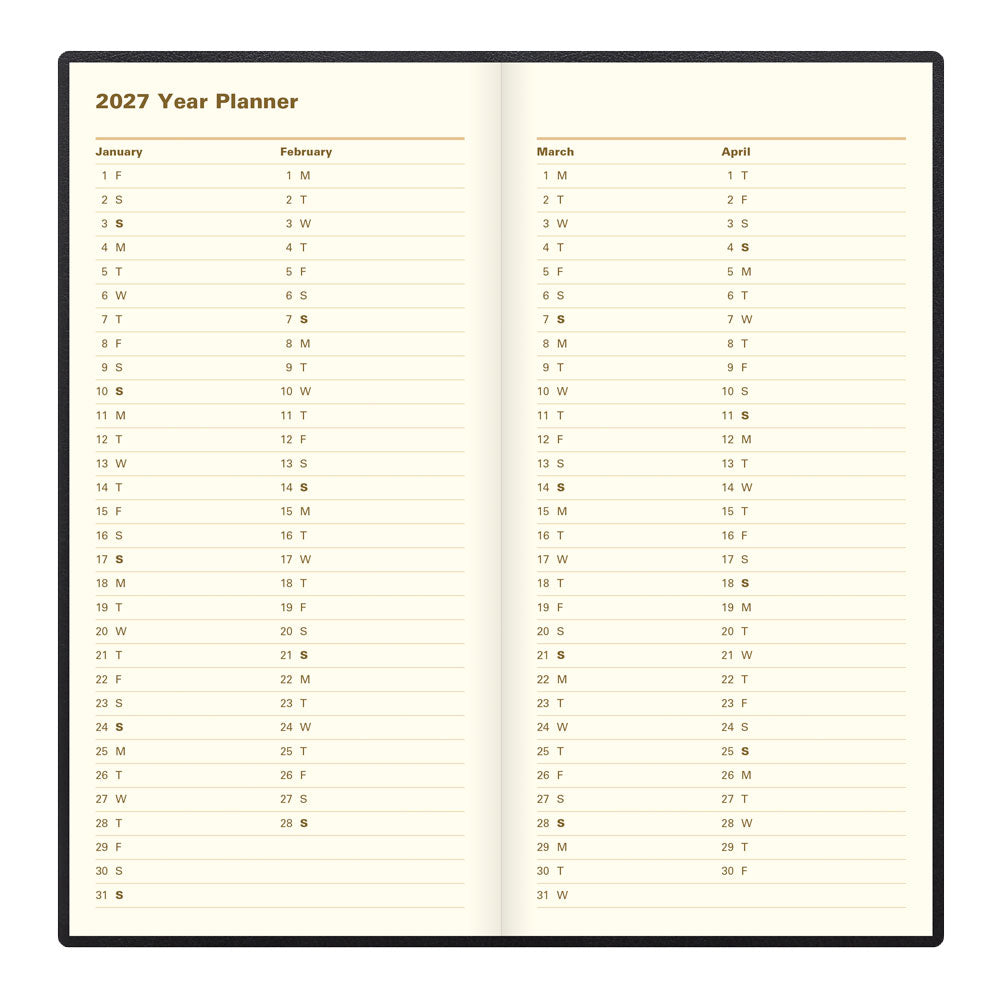Letts Slim Weekly Planner, Belgravia, English, 2027 27-C33SUBK #colour_black