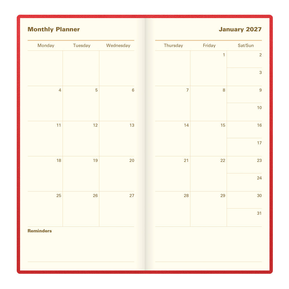 Letts Slim Weekly Planner, Belgravia, English, 2027 27-C33SURD #colour_red