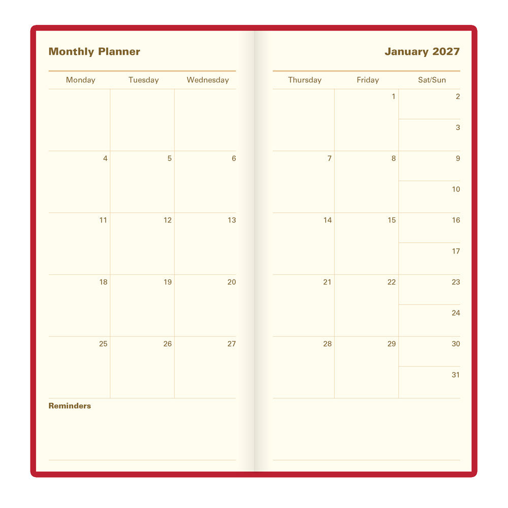 Letts Slim Weekly Planner, Signature, English, 2027 27-C38SUBY #colour_burgundy