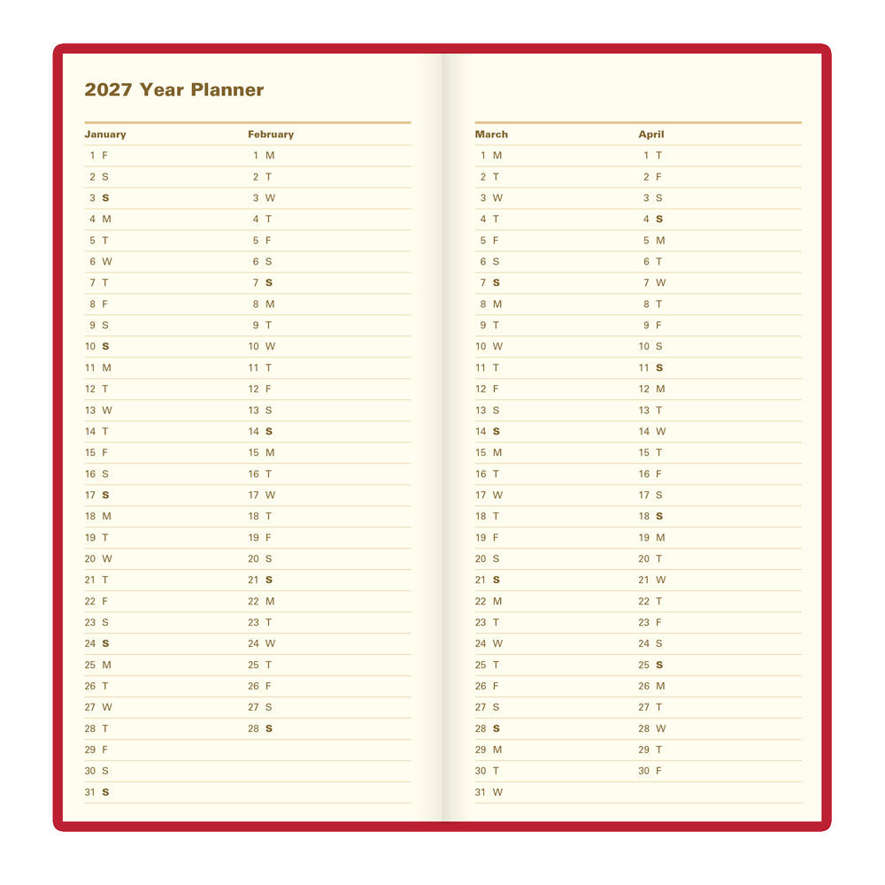 Letts Slim Weekly Planner, Signature, English, 2027 27-C38SUBY #colour_burgundy