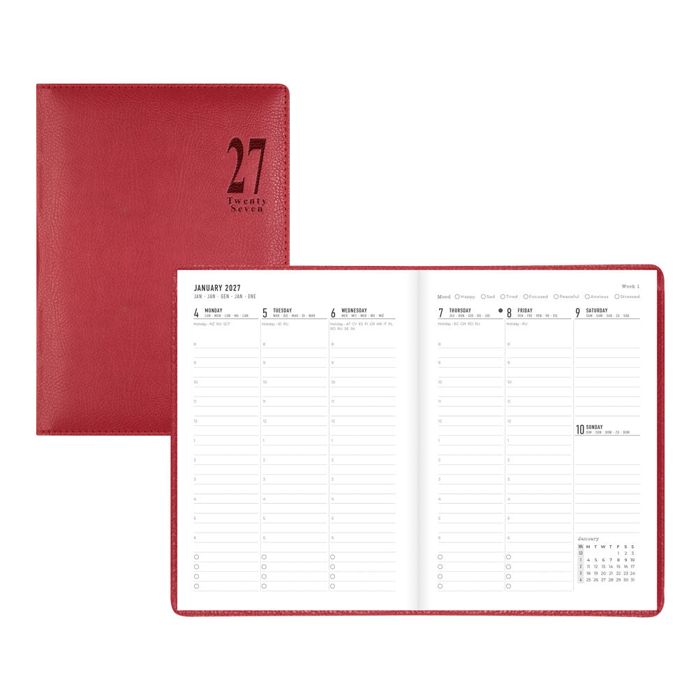 Letts A5 Weekly Appointment Book, Milano, English, 2027 27-CTO3XURD #colour_red