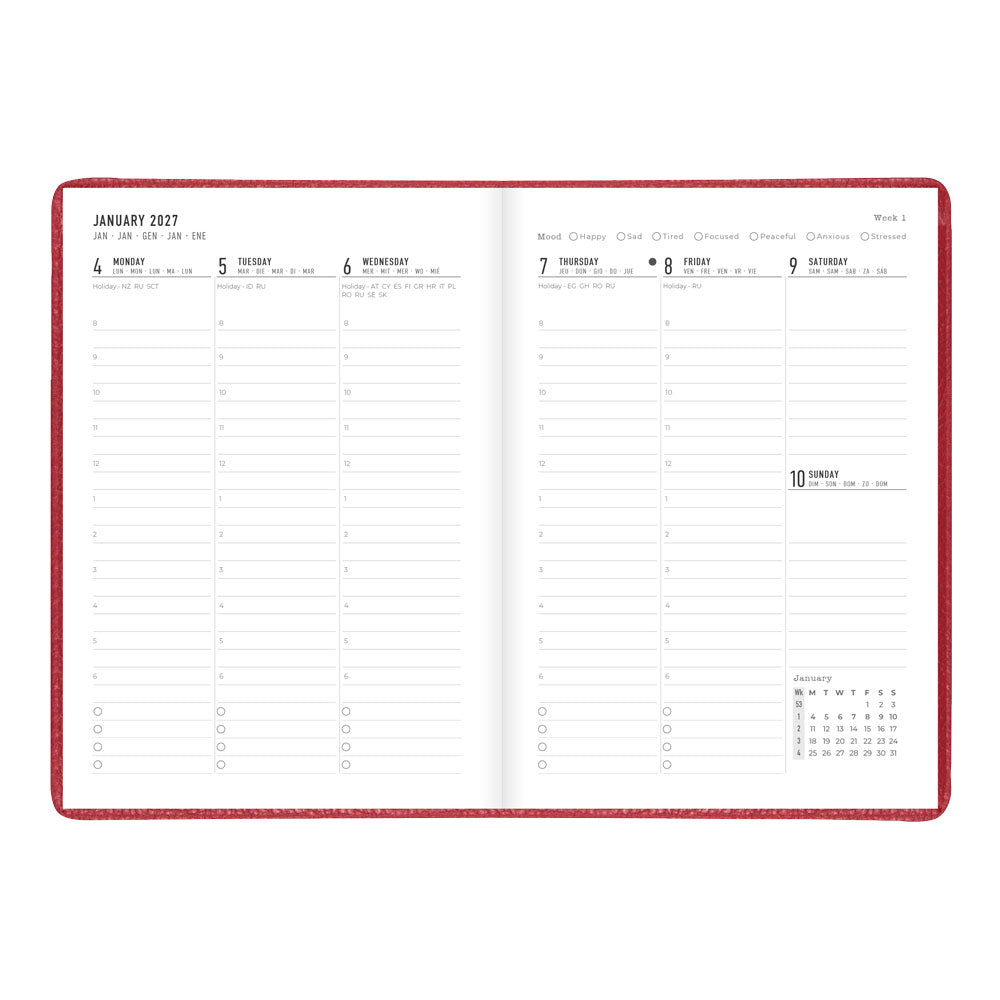 Letts A5 Weekly Appointment Book, Milano, English, 2027 27-CTO3XURD #colour_red