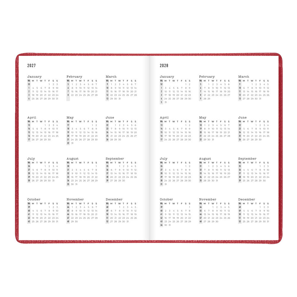 Letts A5 Weekly Appointment Book, Milano, English, 2027 27-CTO3XURD #colour_red