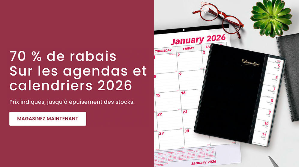 70 % de rabais sur les agendas et calendries 2026