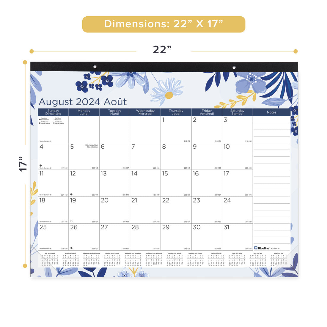 Academic Monthly Desk Pad Foliage 2024-2025, Bilingual, CA194117B
