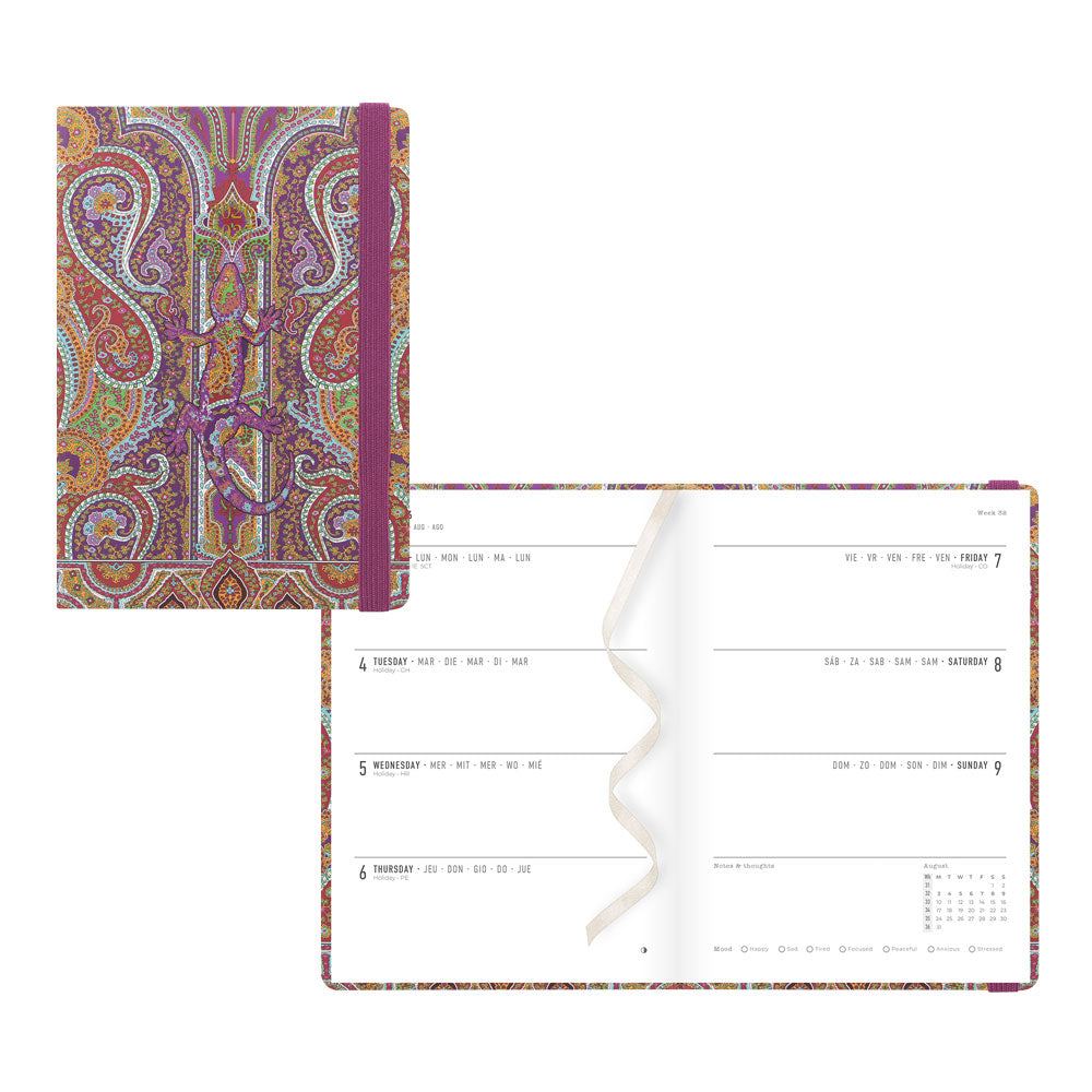 Letts of London Paisley Academic Weekly Planner, A6, 2026 - 2027 - Multilingual 27-030850 #colour_salamander