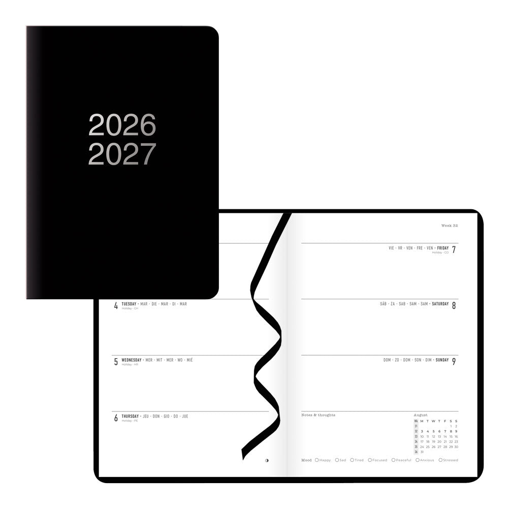 Letts of London Dazzle Academic Weekly Planner, A5, 2026 - 2027 - Multilingual 27-031117 #colour_black