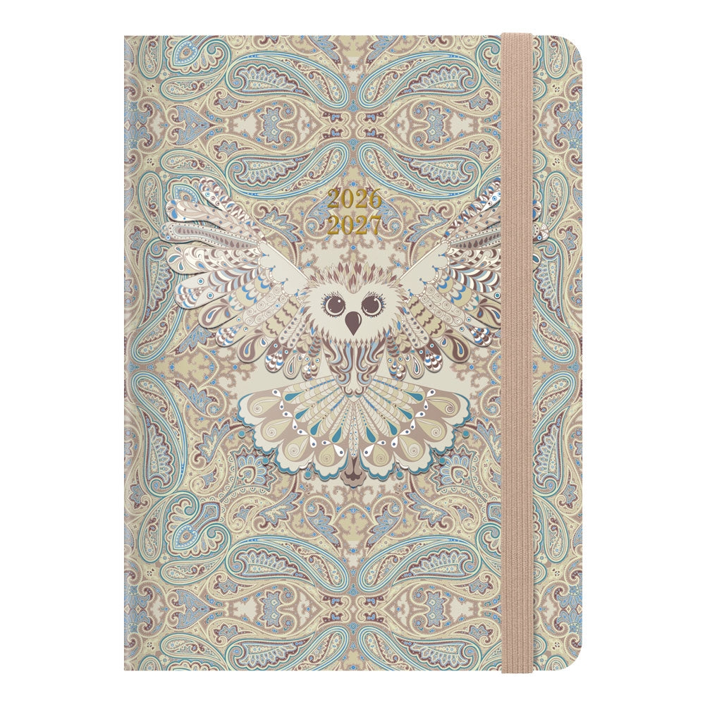 Letts of London Paisley Academic Weekly Planner, A6, 2026 - 2027 - Multilingual 27-031137 #colour_owl