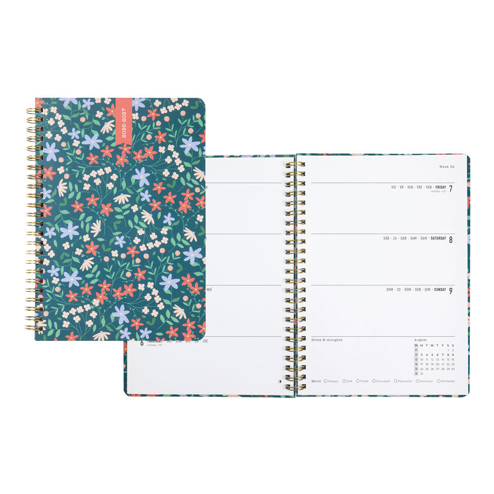 Letts of London Spring Valley Academic Weekly Planner, A5, 2026 - 2027 - Multilingual 27-031798 #colour_spring-valley-green
