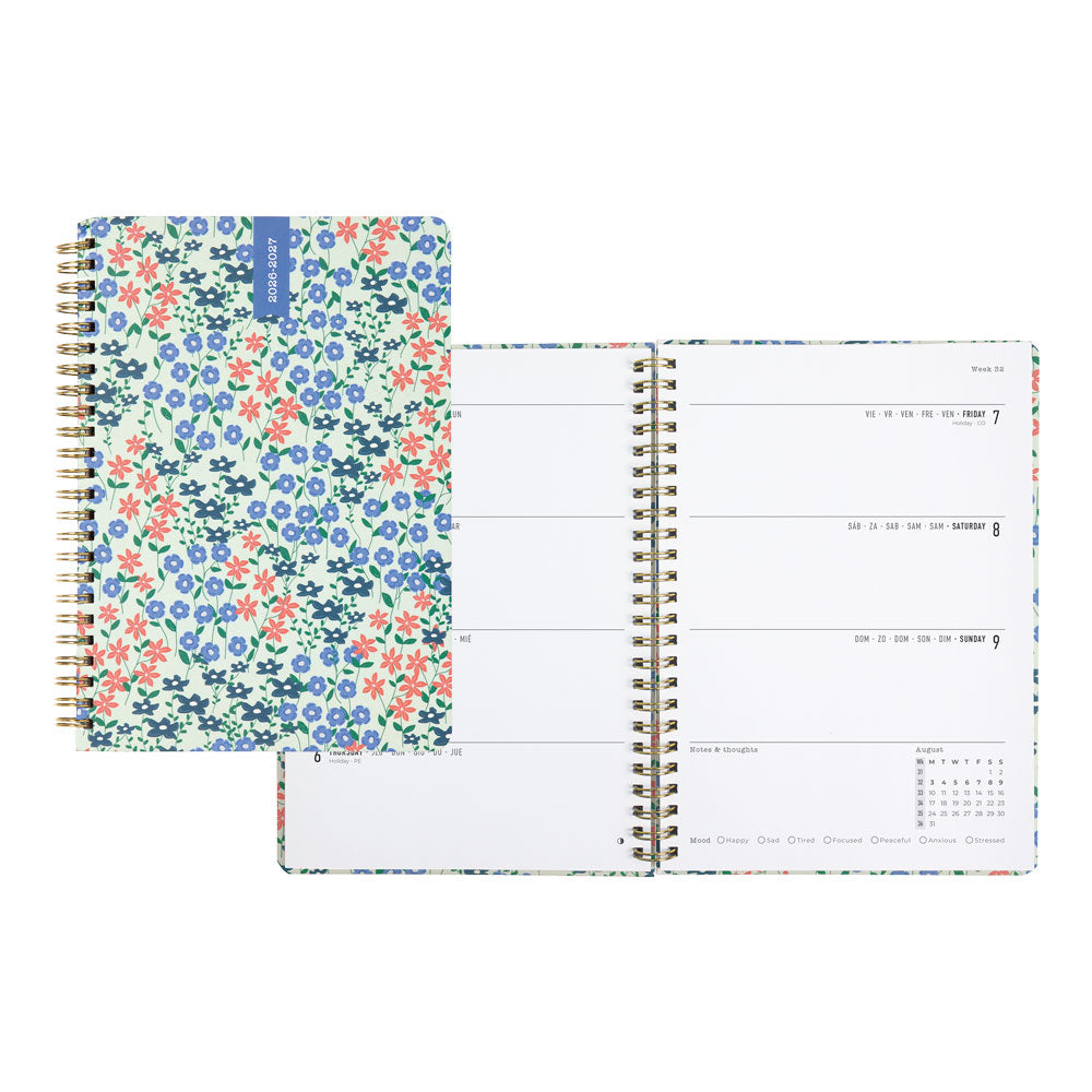 Letts of London Spring Valley Academic Weekly Planner, A5, 2026 - 2027 - Multilingual 27-031799 #colour_spring-valley-mint