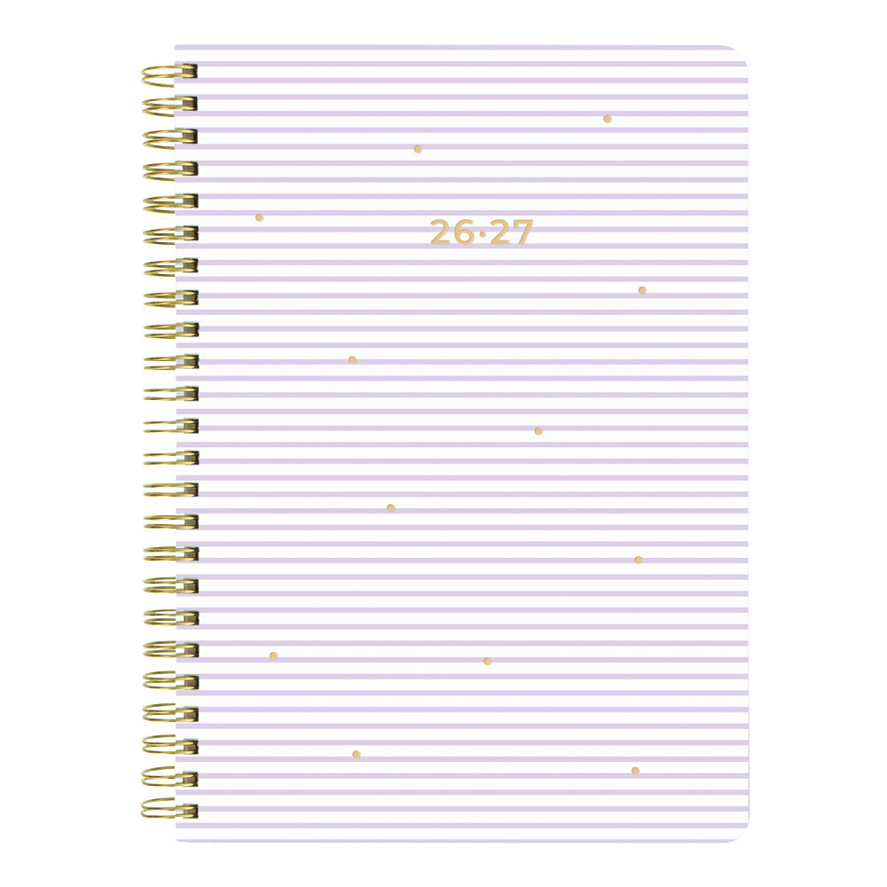 Letts of London Stripes Academic Weekly Planner, A5, 2026 - 2027 - Multilingual 27-031876 #colour_stripes-lilac
