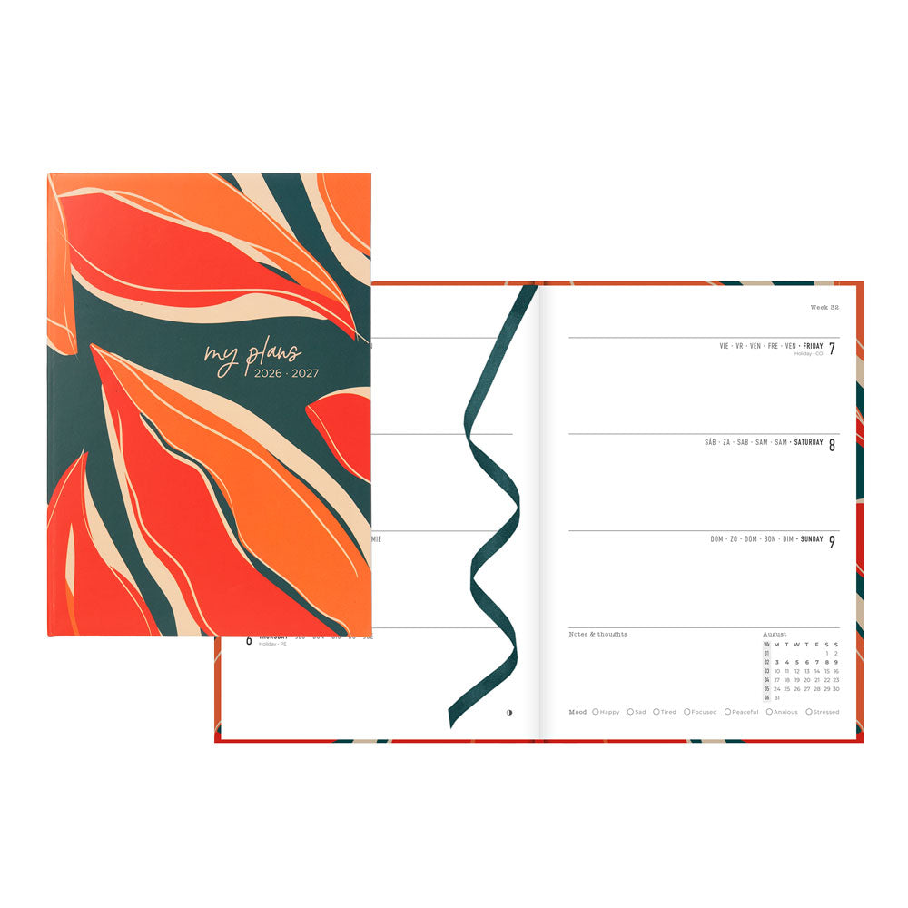 Letts of London Botanics Academic Weekly Planner, A5, 2026 - 2027 - Multilingual 27-031918 #colour_botanics-green