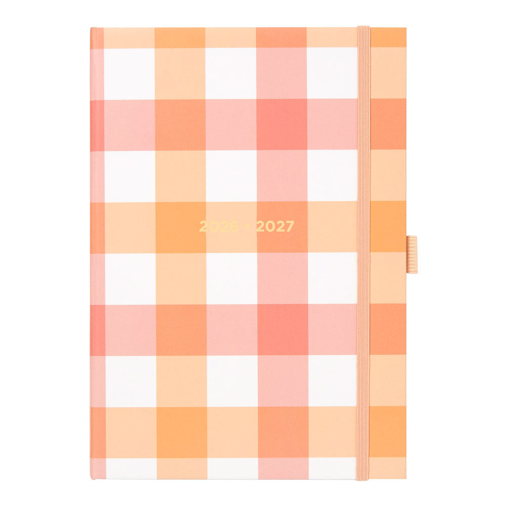 Letts of London Gingham Academic Weekly Planner, A5, 2026 - 2027 - Multilingual 27-031930 #colour_gingham-coral