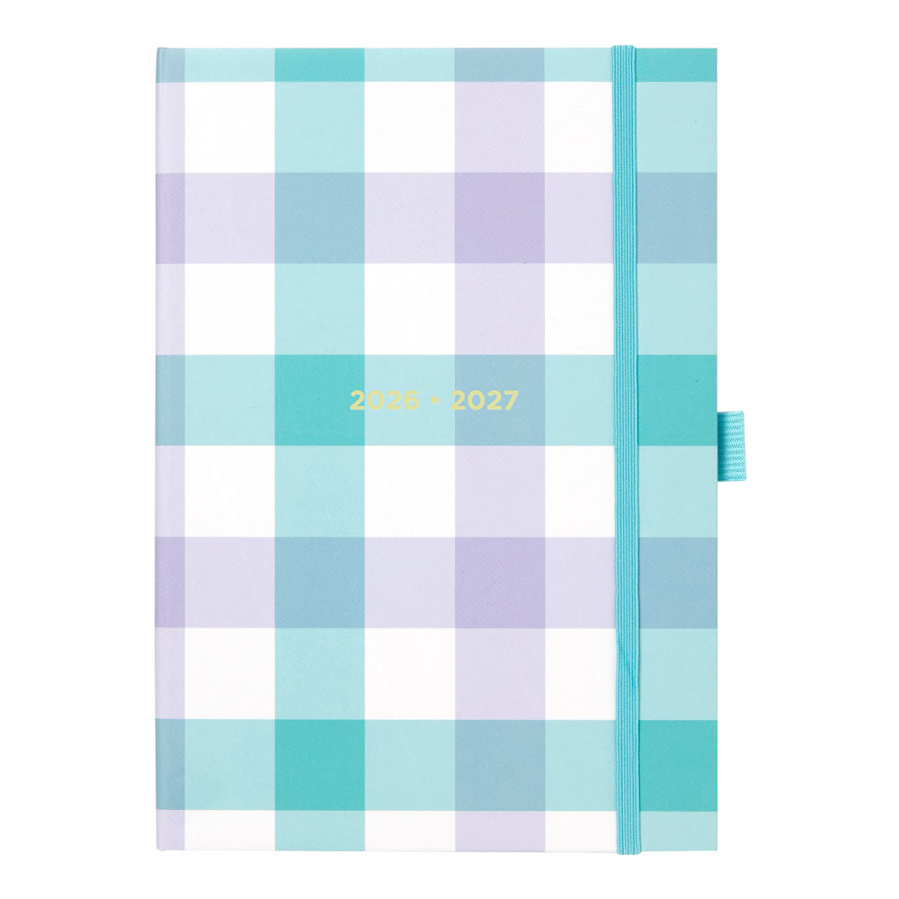 Letts of London Gingham Academic Weekly Planner, A5, 2026 - 2027 - Multilingual 27-031931 #colour_gingham-aqua