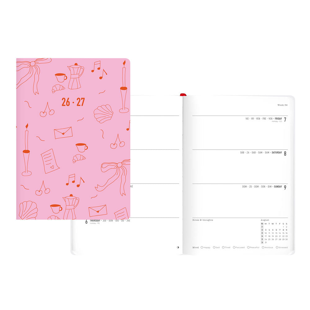 Letts of London Little Joys Academic Weekly Planner, A5, 2026 - 2027 - Multilingual 27-031995 #colour_little-joys-pink