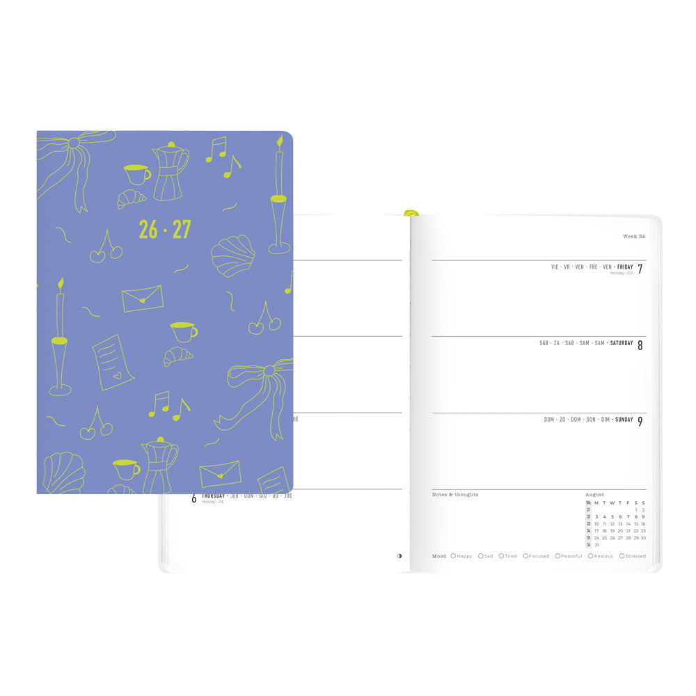 Letts of London Little Joys Academic Weekly Planner, A5, 2026 - 2027 - Multilingual 27-031996 #colour_little-joys-blue