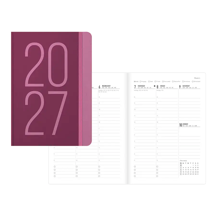 Letts A5 Weekly Planner, Essence, 2027 Rose 27-082632 27-082632 #colour_essence-rose