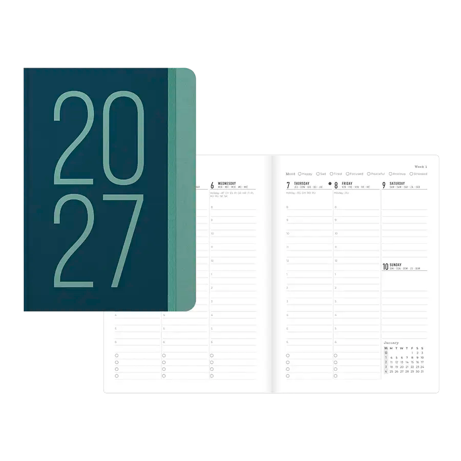 Letts A5 Weekly Planner, Essence, 2027 Teal 27-082633 27-082633 #colour_essence-teal
