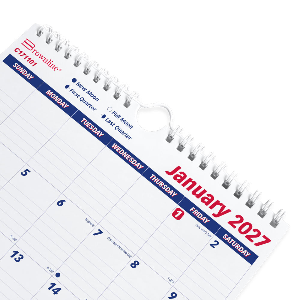 Monthly Wall Calendar, English, 2027 C171101-27 Brownline Canada