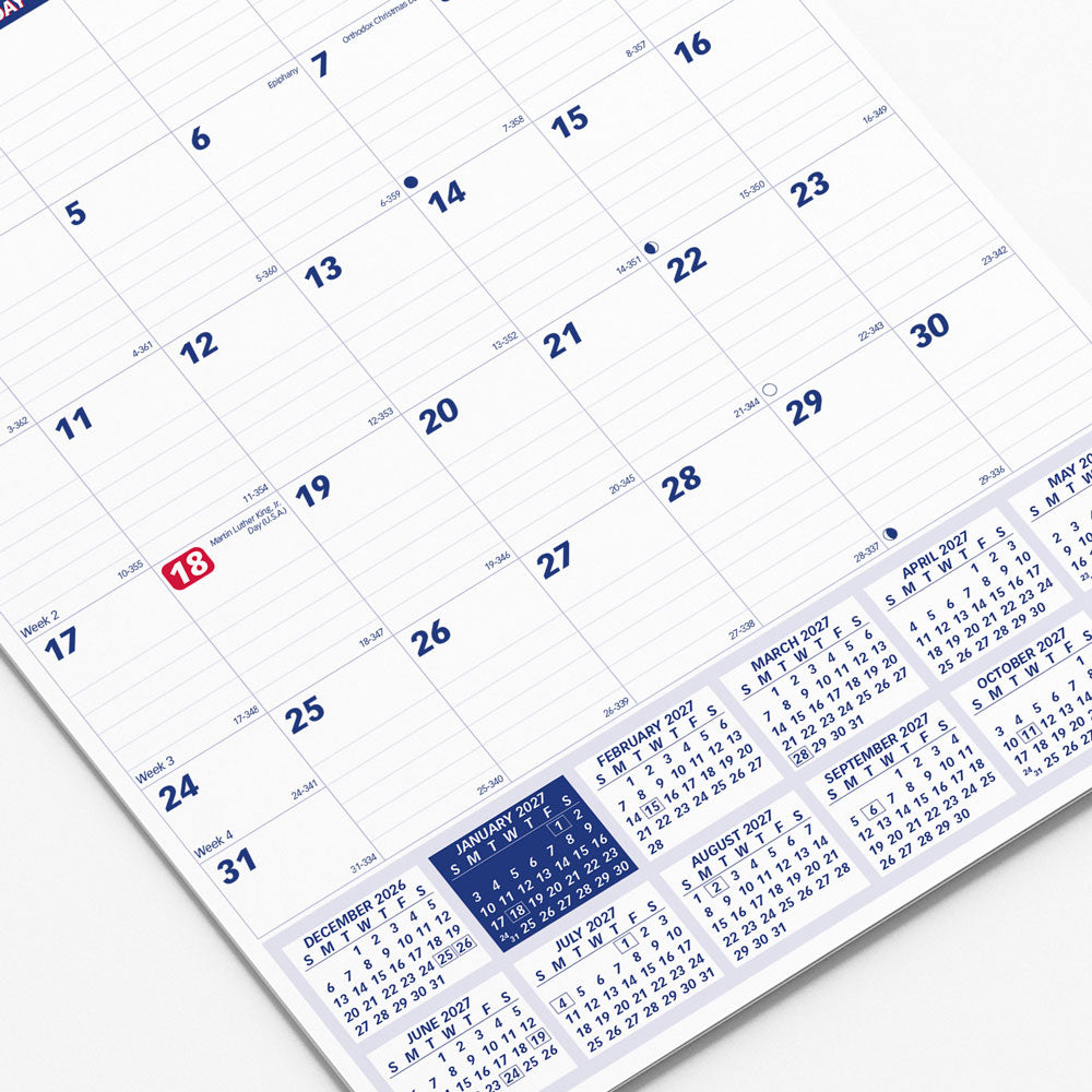 Monthly Wall Calendar, English, 2027 C171101-27 Brownline Canada