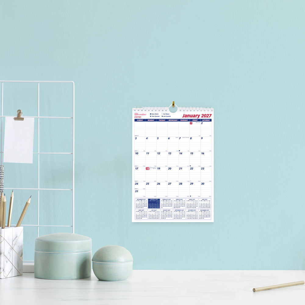 Monthly Wall Calendar, English, 2027 C171101-27 Brownline Canada