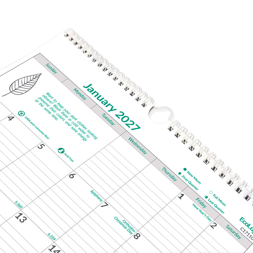 Monthly Wall Calendar, EcoLogix®, English, 2027 C171103-27 Blueline