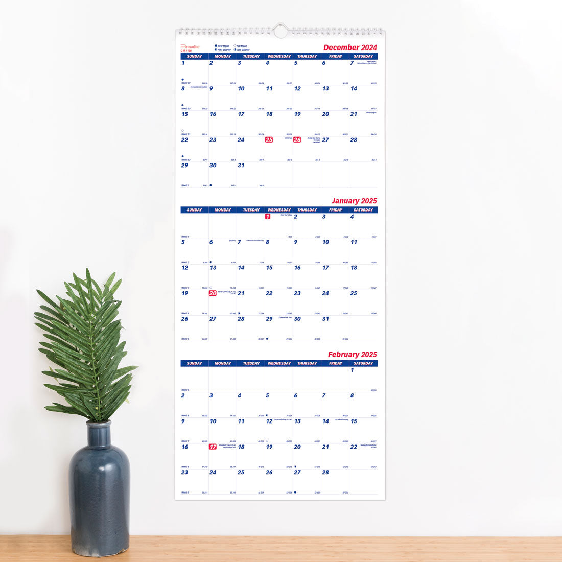 Three-Month Wall Calendar 2025, English, C171128