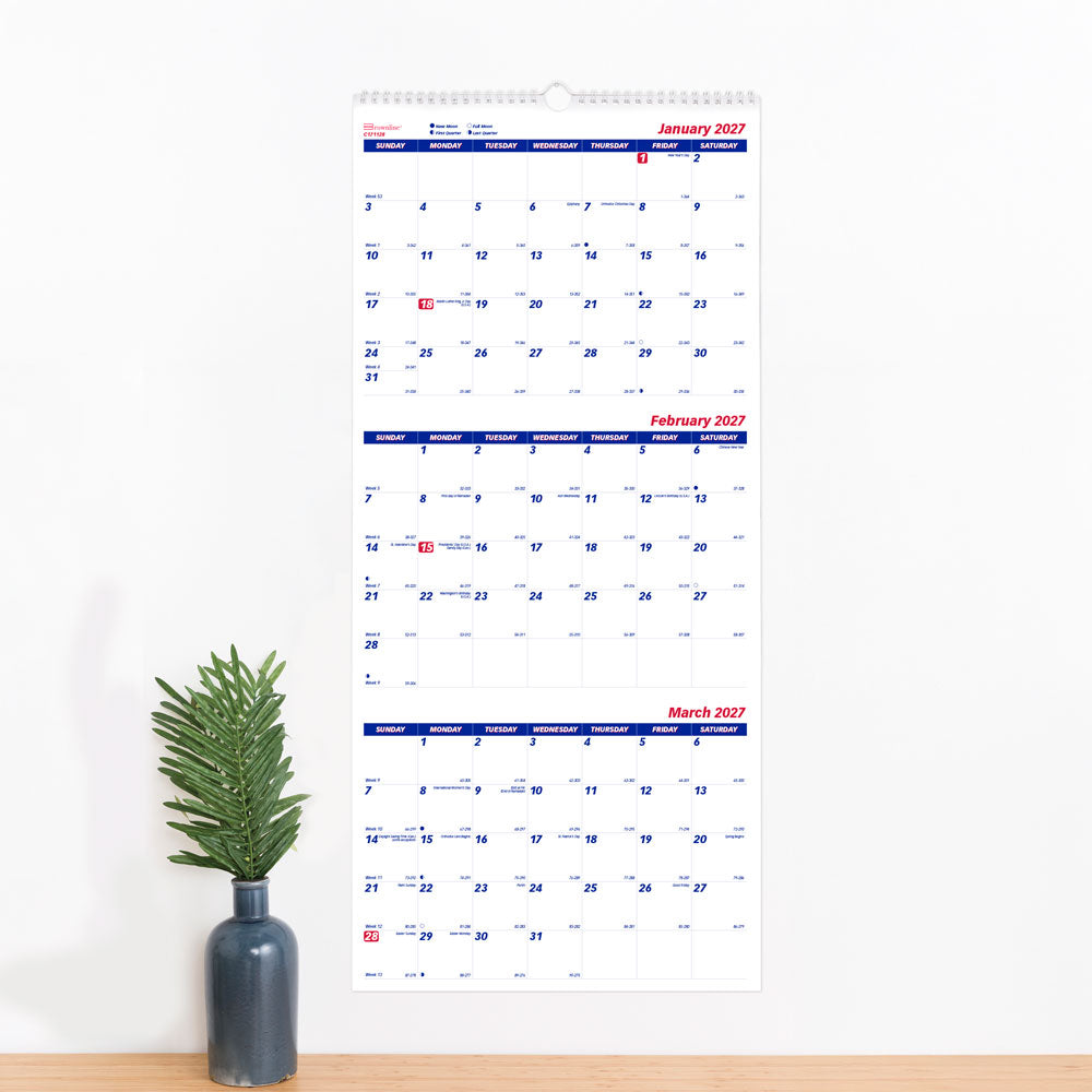 Monthly Wall Calendar, English, 2027 C171128-27 Brownline Canada