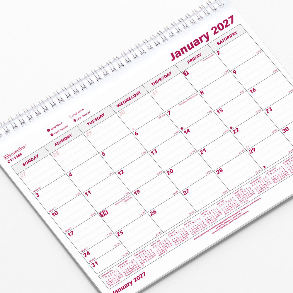 Monthly Wall Calendar, English, 2027 C171186-27 Brownline Canada