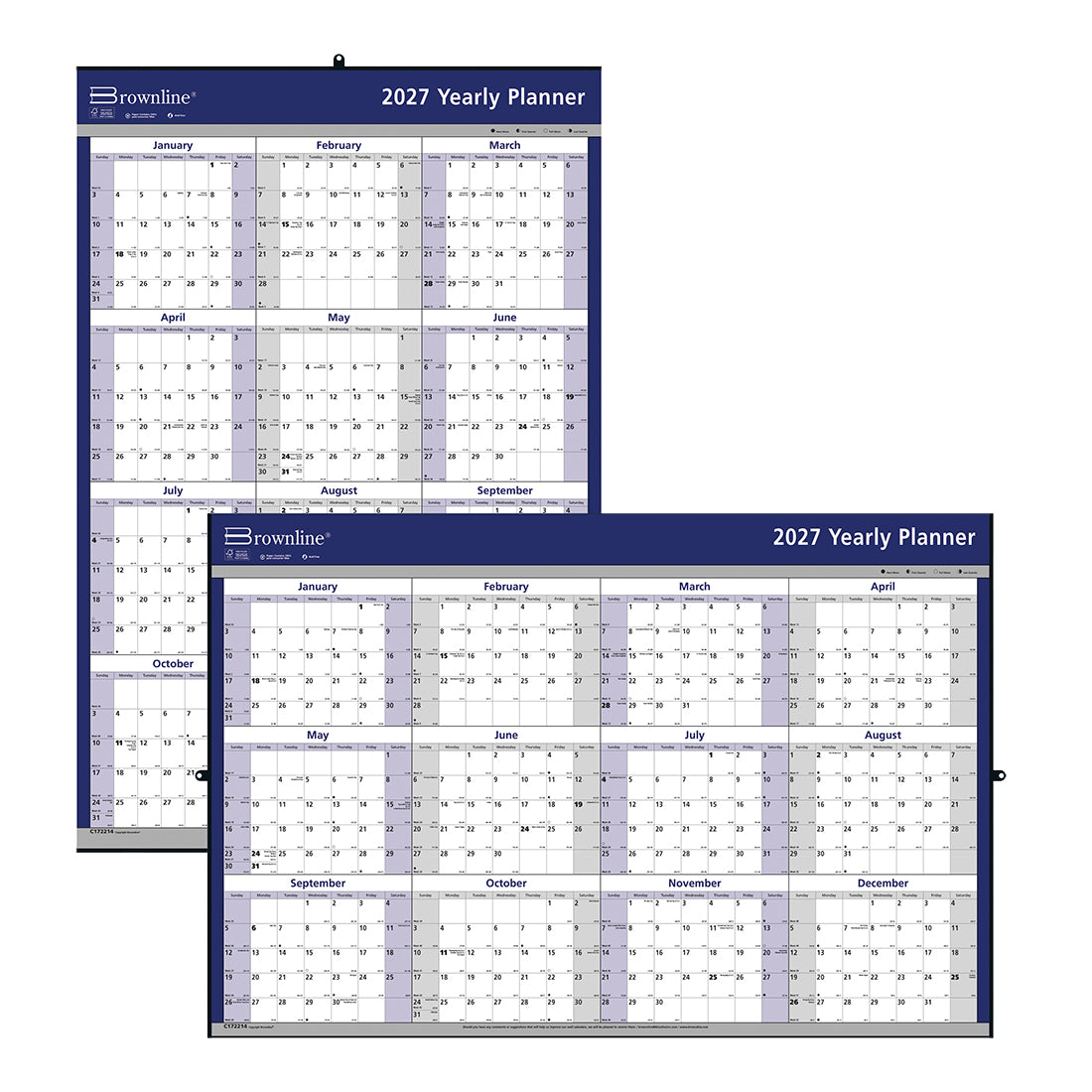 Yearly Wall Planner, English, 2027 C172214-27 Brownline Canada