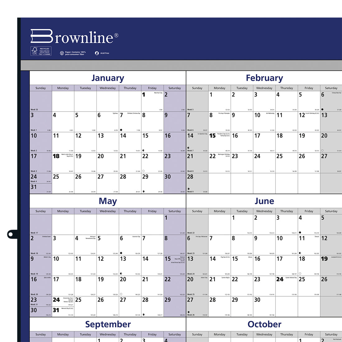 Yearly Wall Planner, English, 2027 C172214-27 Brownline Canada