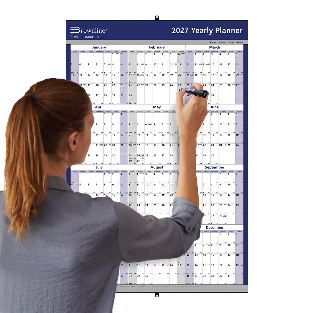 Yearly Wall Planner, English, 2027 C172214-27 Brownline Canada