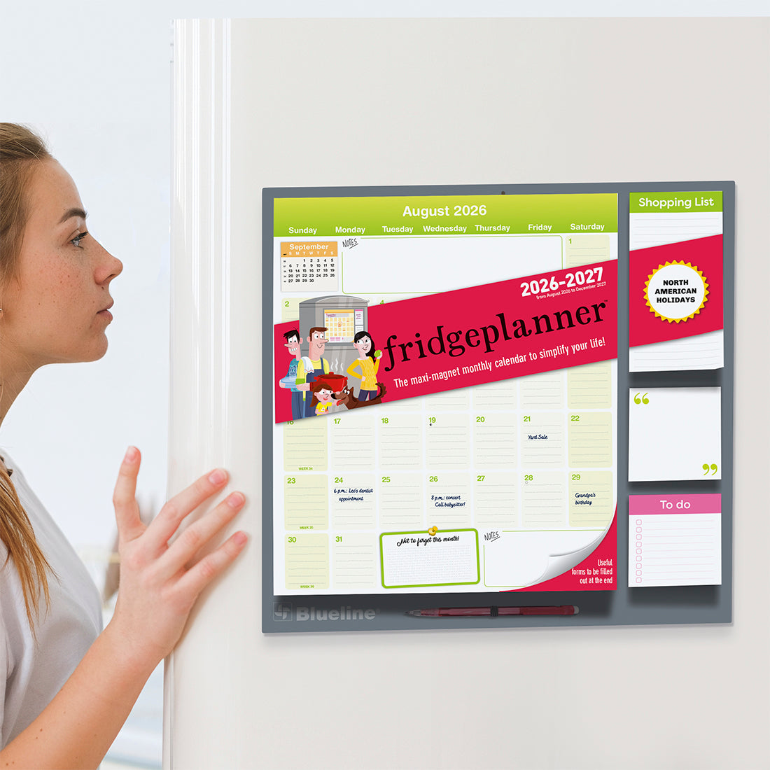 Blueline Fridgeplanner™ Maxi Magnet Calendar, 17 Months, 2026-2027, English C174110A-27