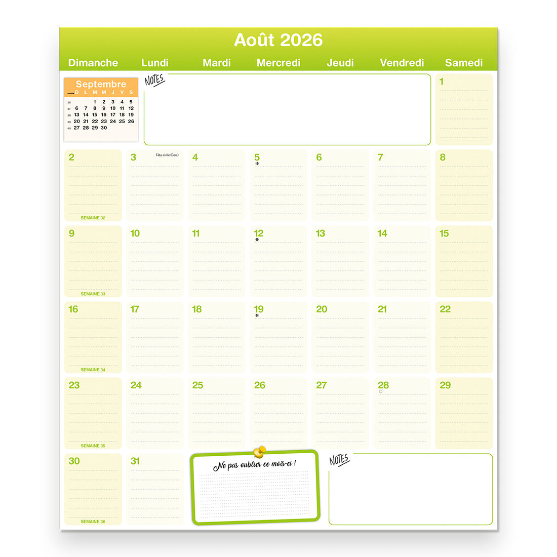 Blueline Fridgeplanner™ Maxi Magnet Calendar, 17 Months, 2026-2027, French C174110FA-27