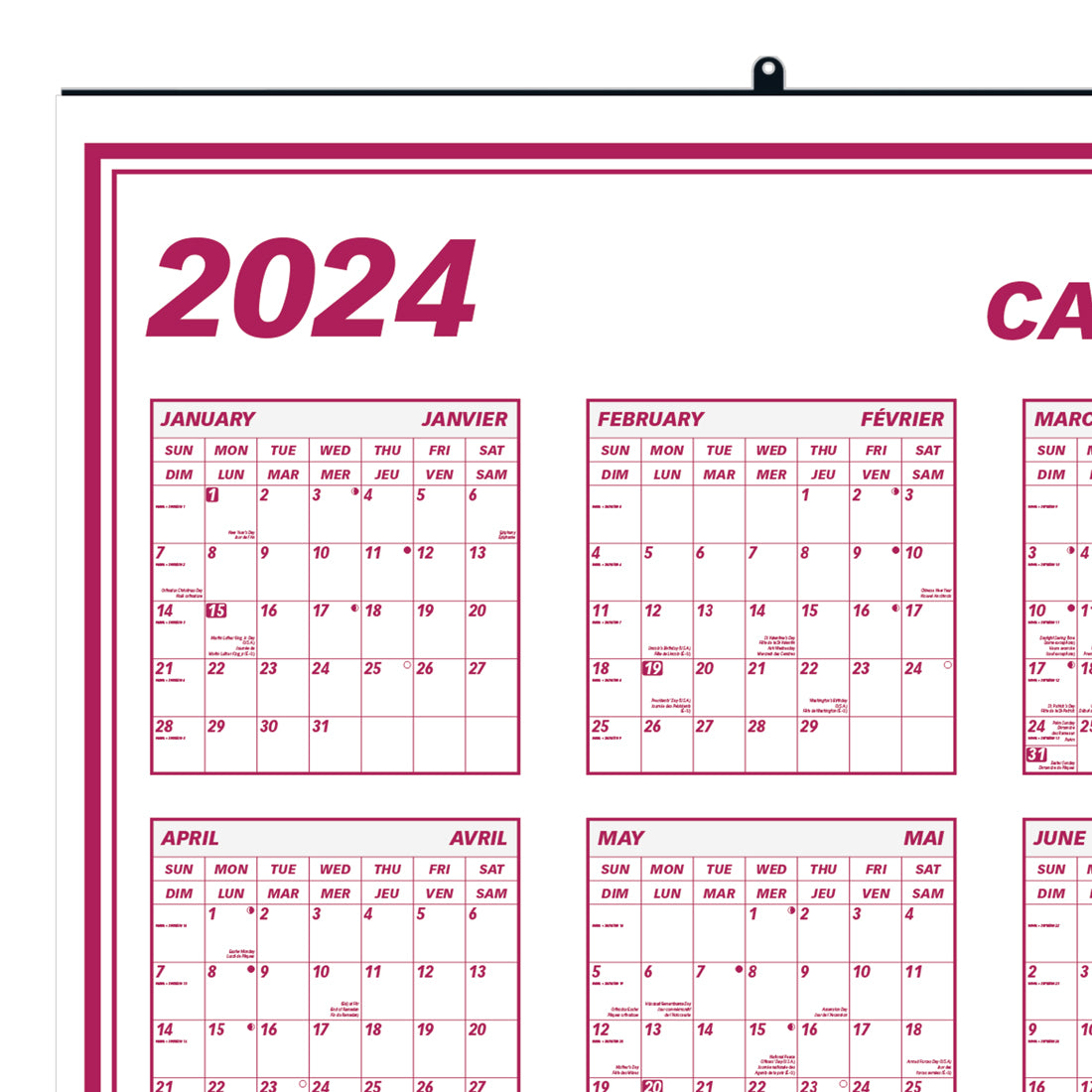 Laminated Cal-Plan Yearly Wall Calendar 2024, English