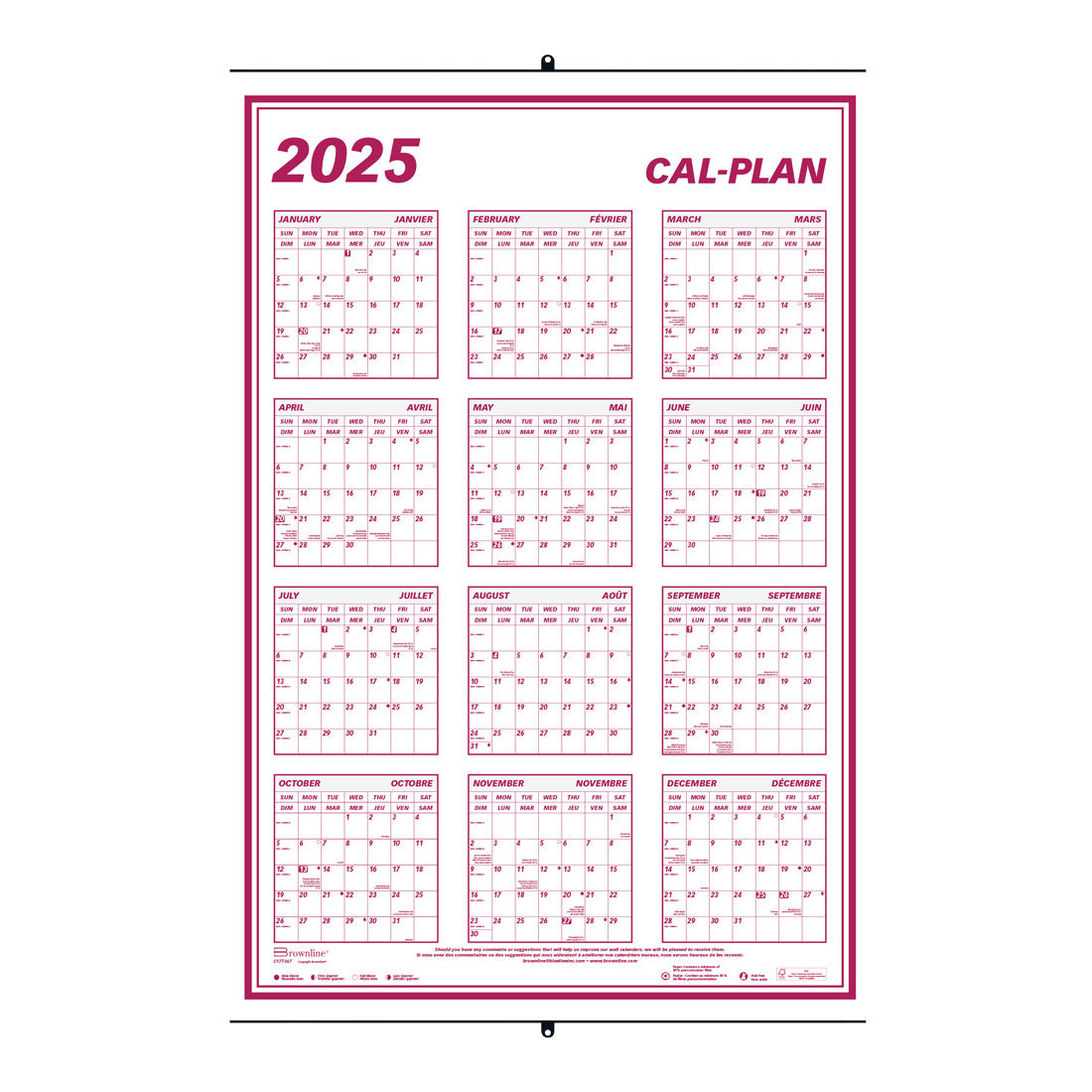Laminated Cal-Plan Yearly Wall Calendar 2025, English, C177367
