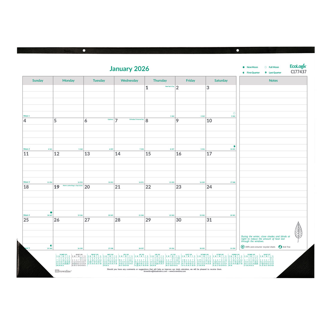 Brownline EcoLogix Monthly Desk Pad 2026, English C177437-26