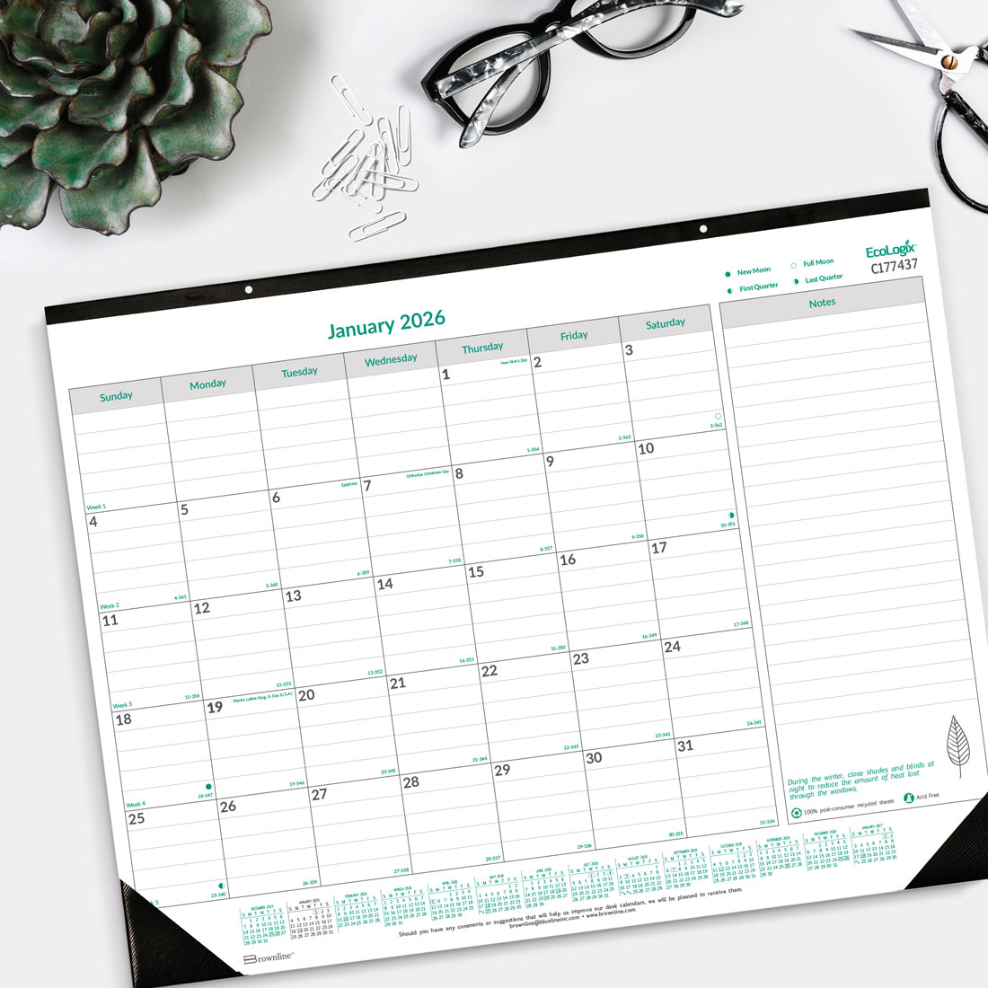 Brownline EcoLogix Monthly Desk Pad 2026, English C177437-26